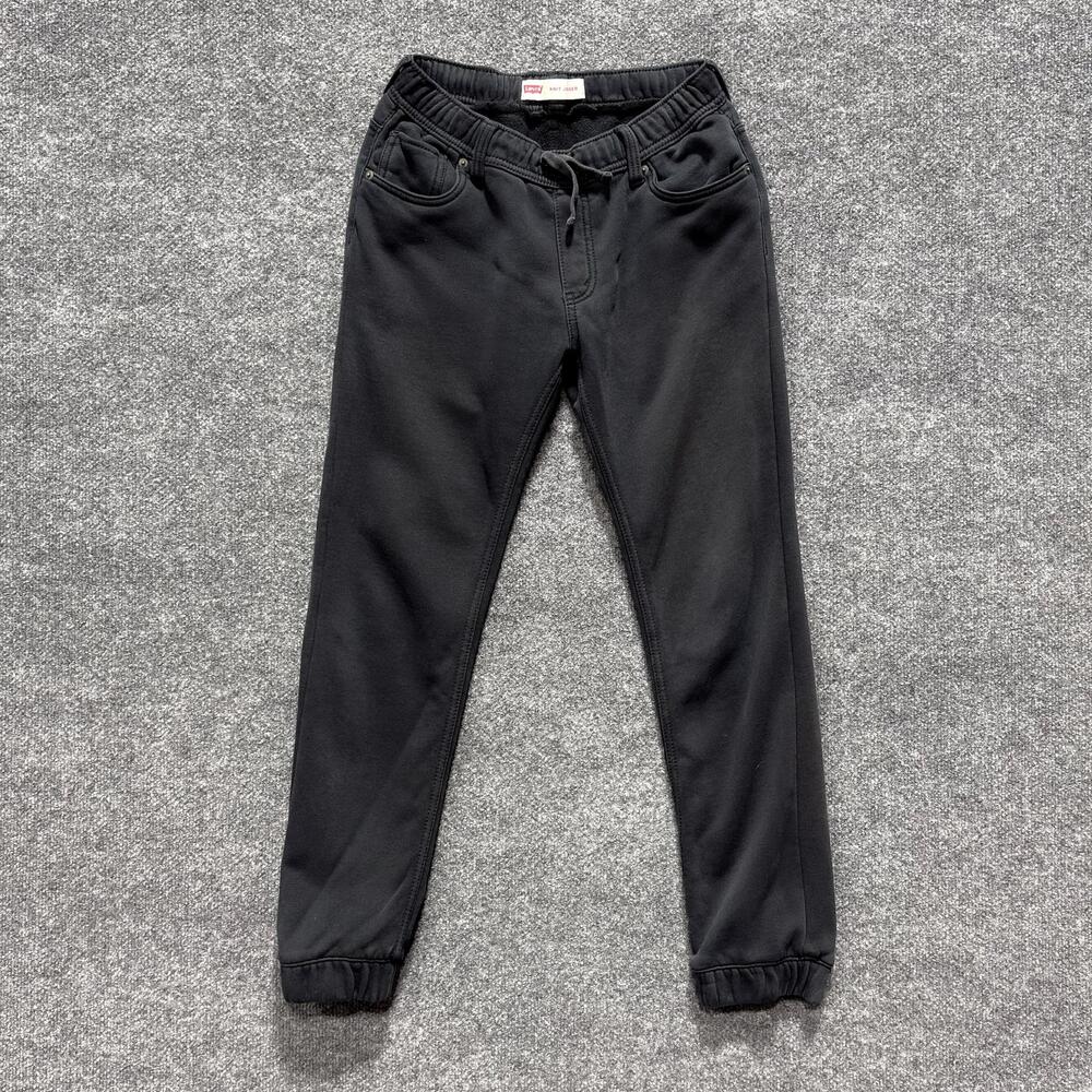 Levis Knit Jogger Pants Boys 12-13 Black Fleece Lined Elastic Waist Casual Kids